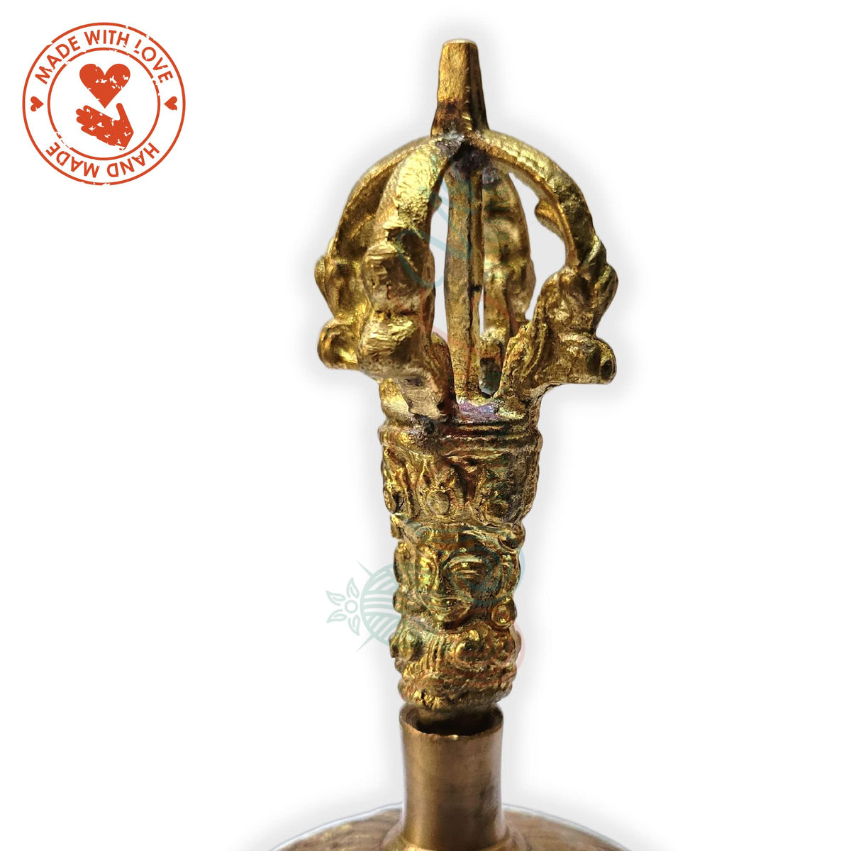 Solid Sturdy Antique Brass Hand Bell and Pouch (5.75-in High / Antique Brass, Engraved)
