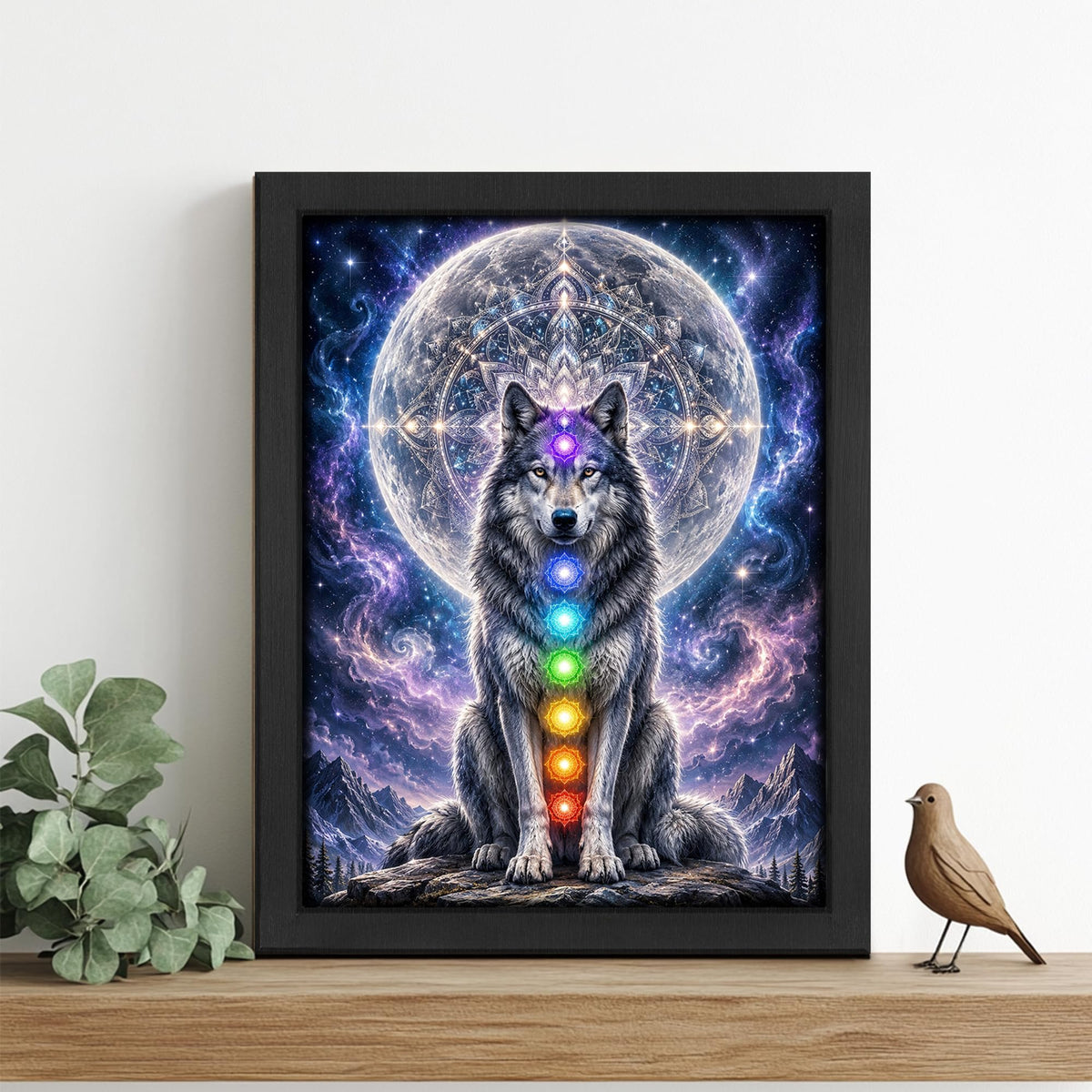 Wolf Moon Decor Wall Art (Wall Art Framed 28 / 10"L x 8"W)