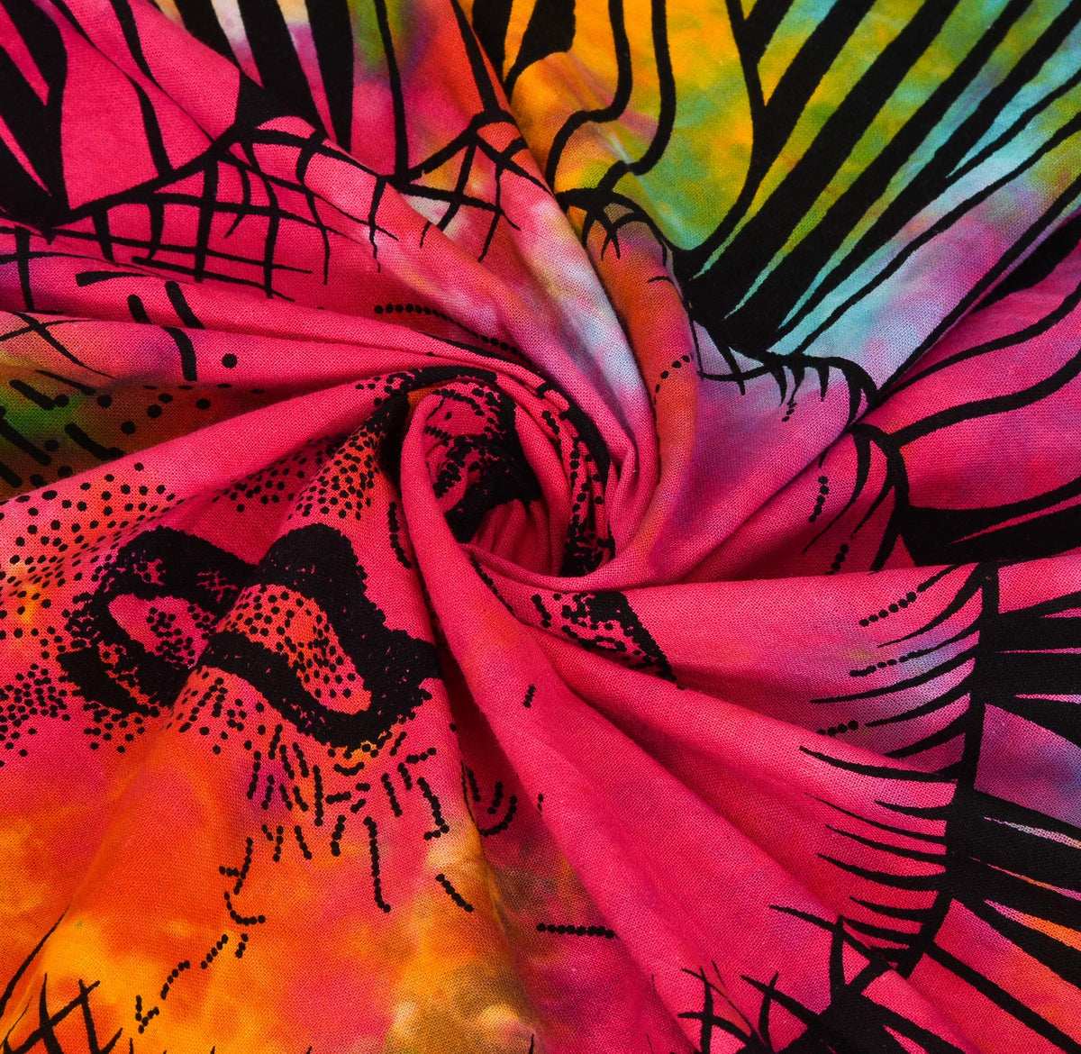 Tie Dye Mandala Tapestry (Multicolor / 90"L x 85"W)