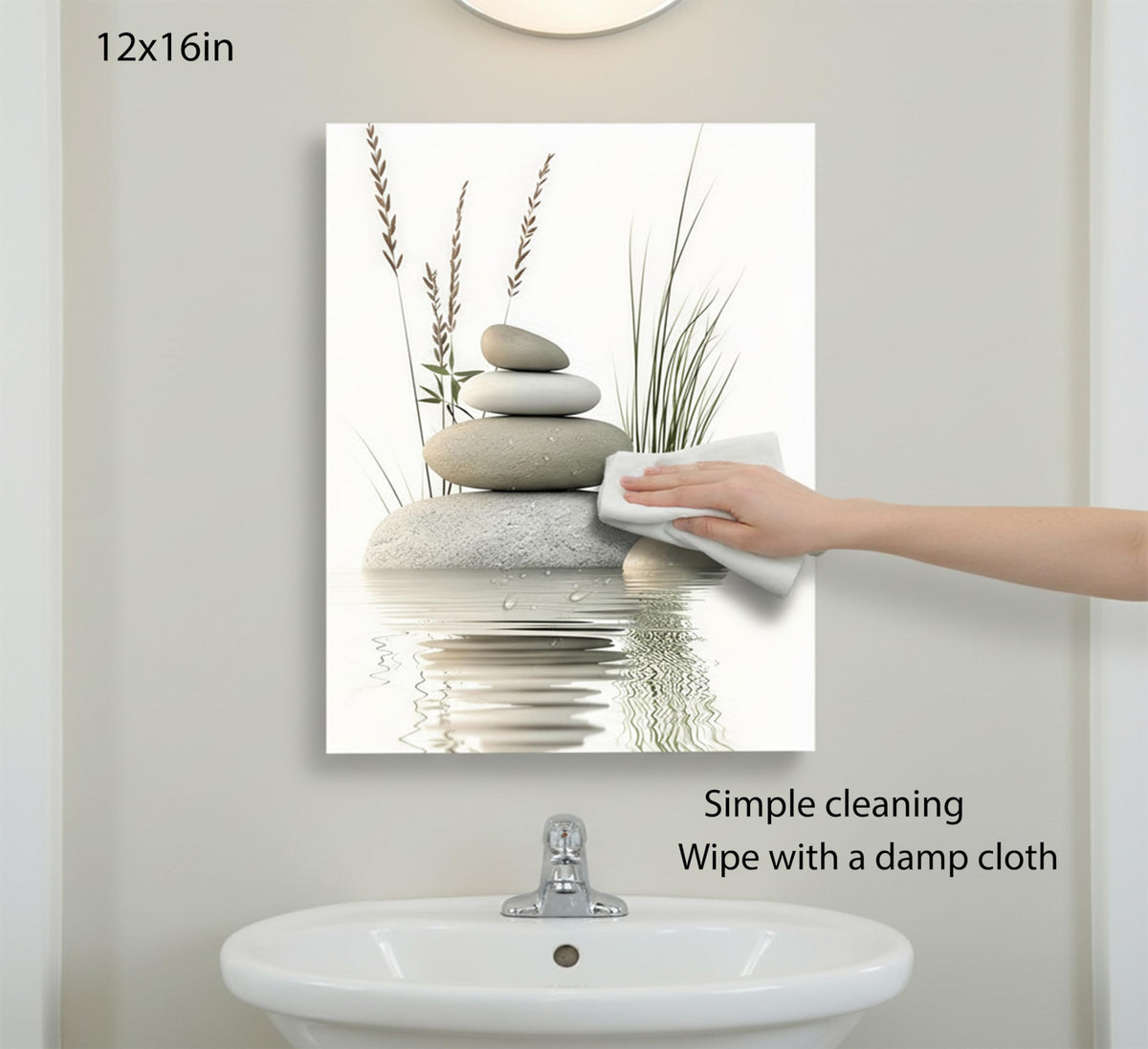 Zen Bathroom Canvas Wall Art (Canvas Zen / 16"L x 12"W)