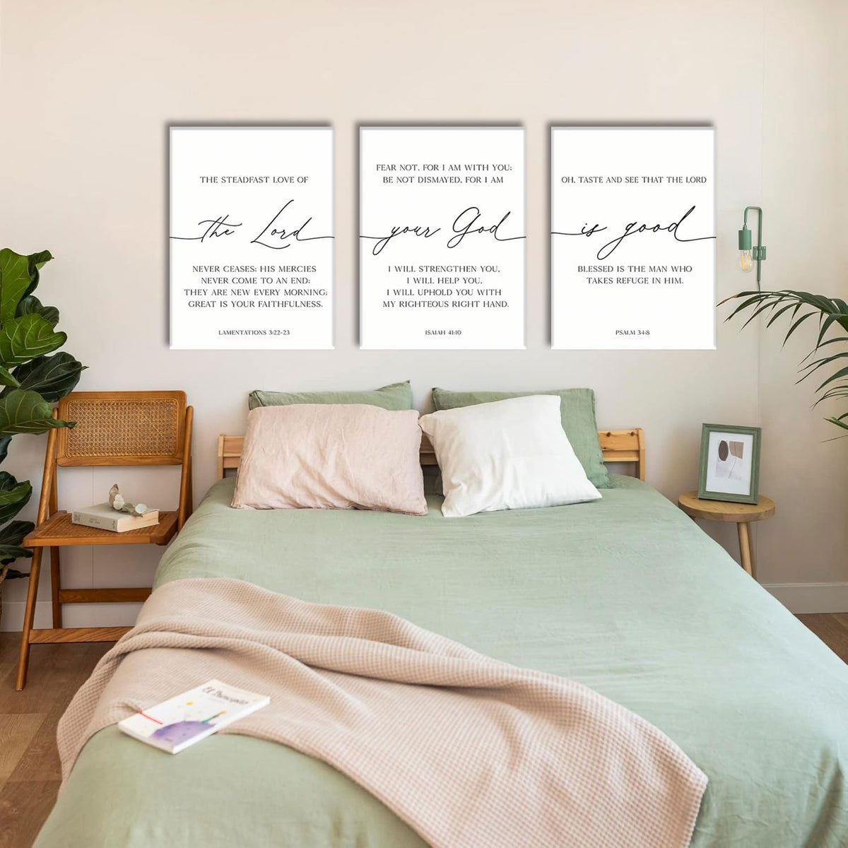 3 Piece Scripture Christian Canvas Wall Art Bible Verse Jesus Wall Art Bible Quotes Church Decor Lamentations Isaiah Psalm Art Prints for Living Room Bedroom Office 16"x24" (Psalms of Lament / 16x24in)