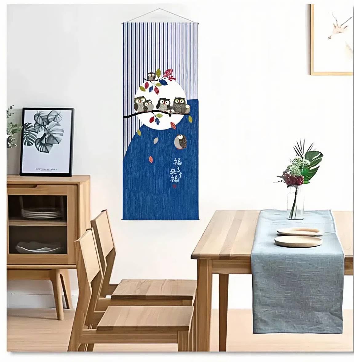 Japanese Tapestry Wall Art Scroll (Owl)