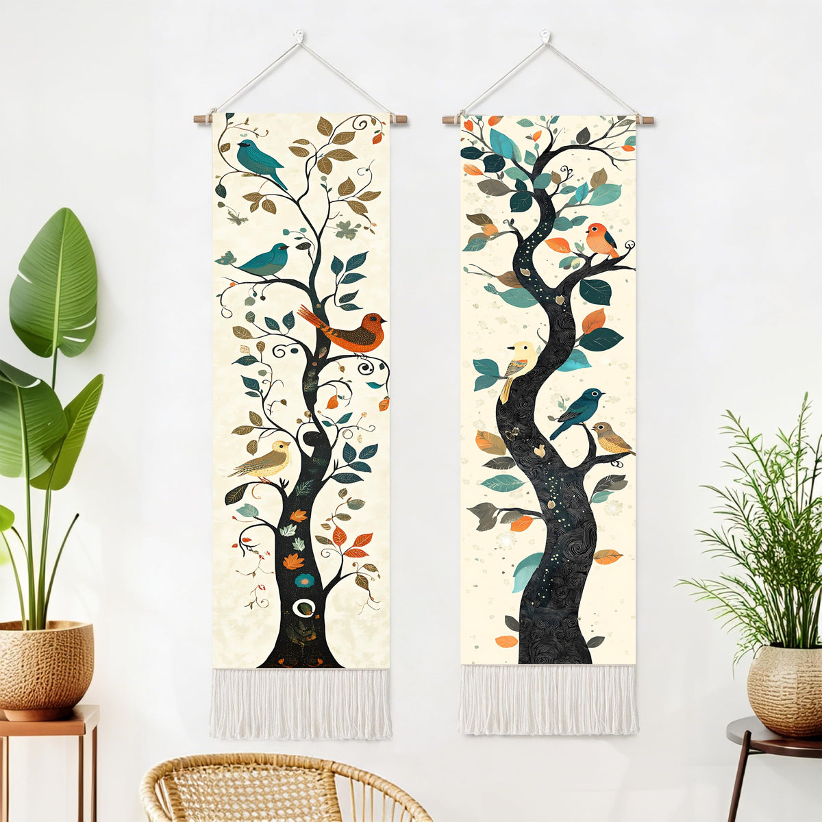 2 Pack Long Vertical Wall Tapestry (Boho Tree / 13"Wx51"H)