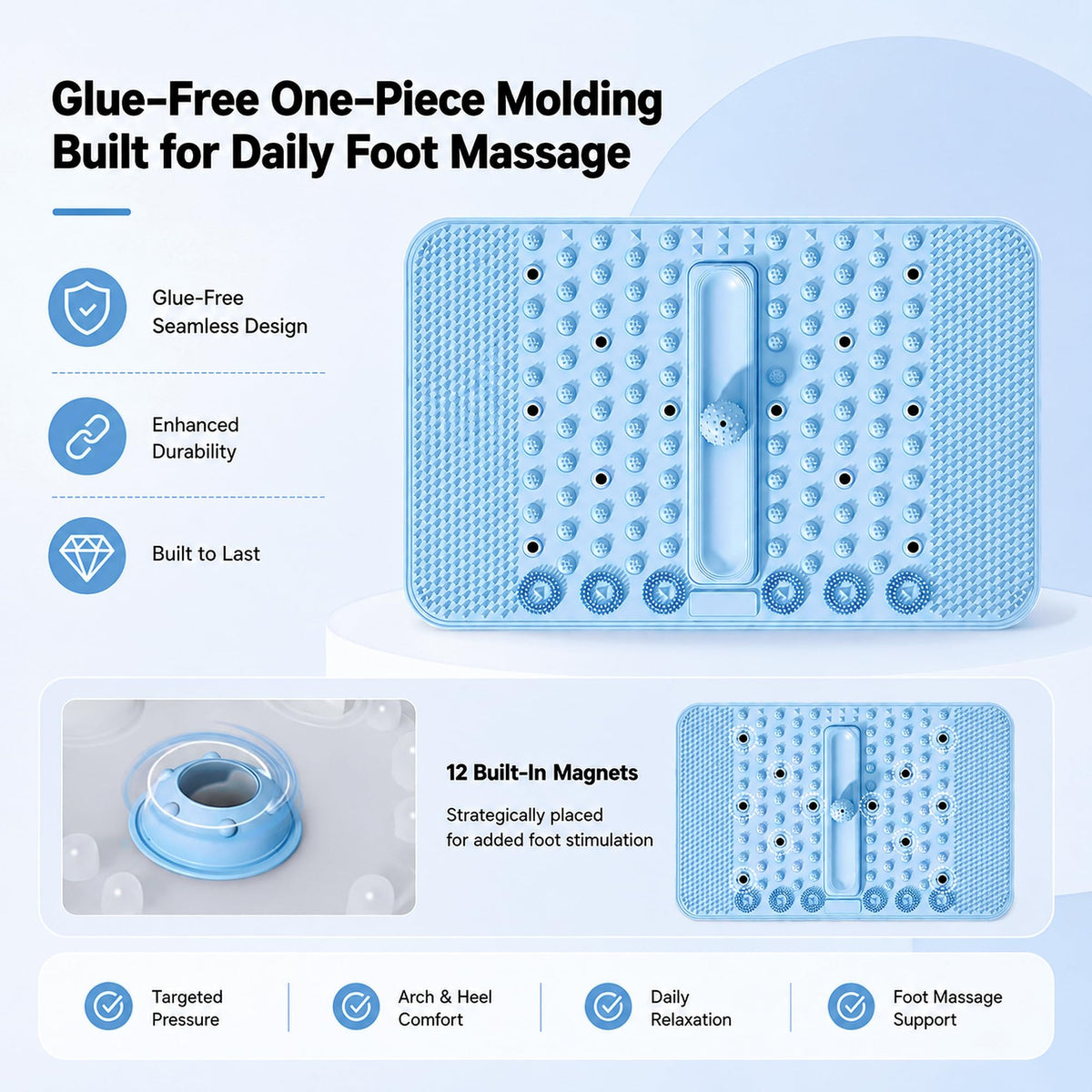 Soft TPR Extra Large Acupressure Foot Massage Mat With Removable Ball (Blue)
