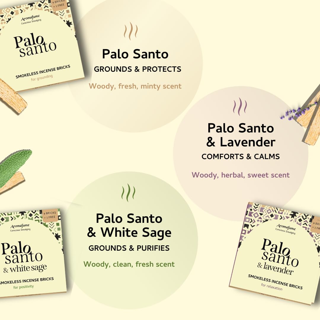 Palo Santo White Sage & Lavender Smokeless Bricks Refill (Palosanto, Palosanto+white Sage, Palosanto+ Lavender)