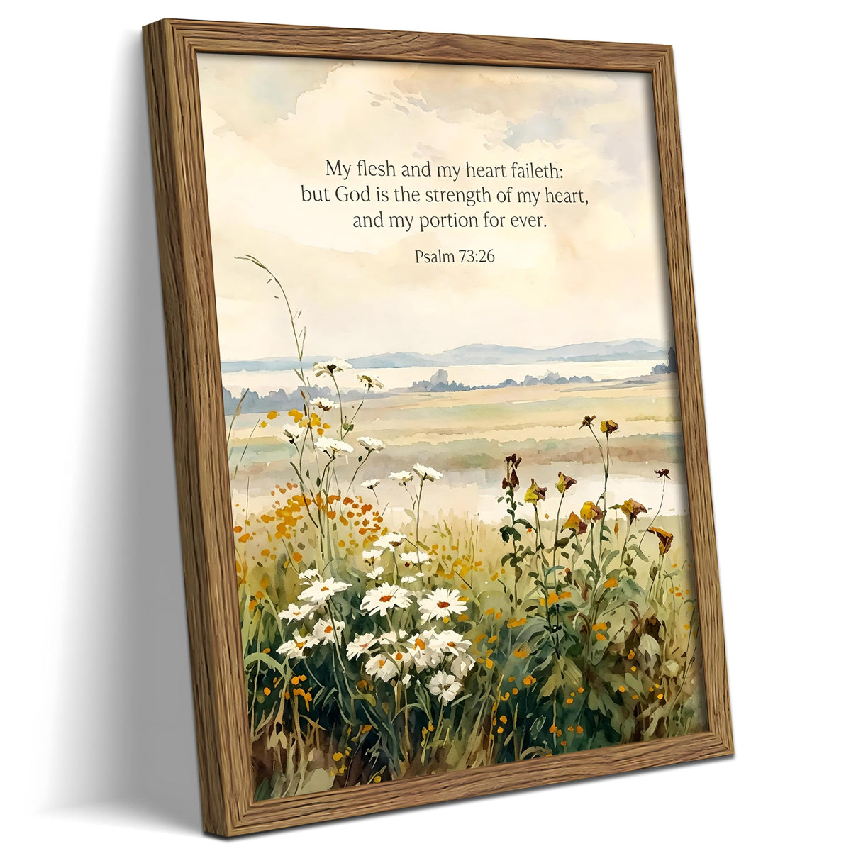 Psalm 73 26 Christian Framed Canvas Wall Art (A-Bible / 16"L x 12"W)