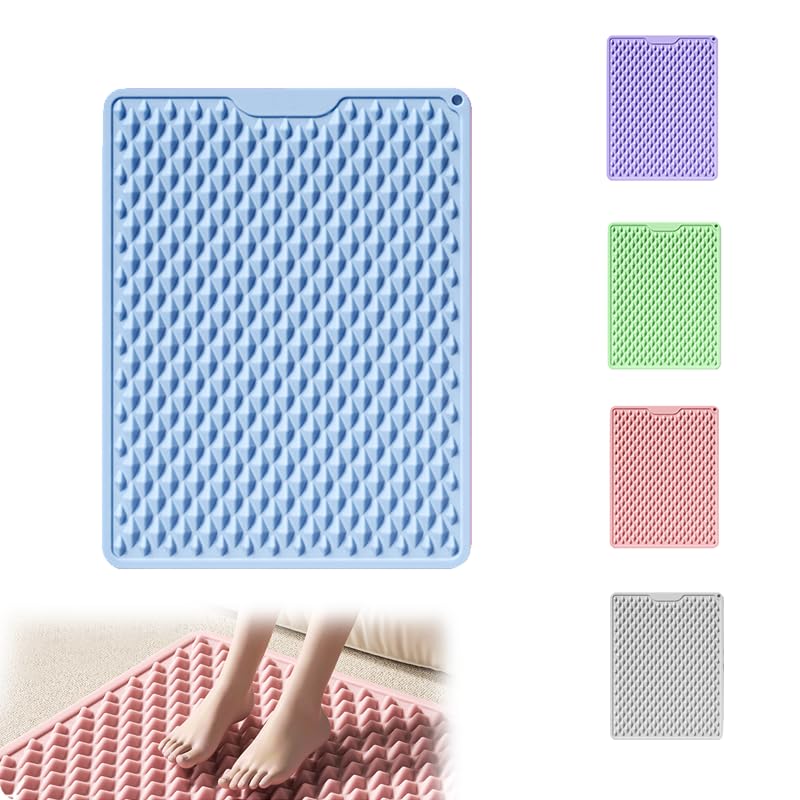 Silicone Cushion Portable Foot Reflexology Pad Foldable Foot Massage Mat Pressure Point Massage Mat Anti (Blue)