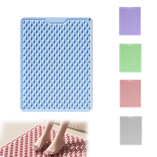 Silicone Cushion Portable Foot Reflexology Pad Foldable Foot Massage Mat Pressure Point Massage Mat Anti (Blue)