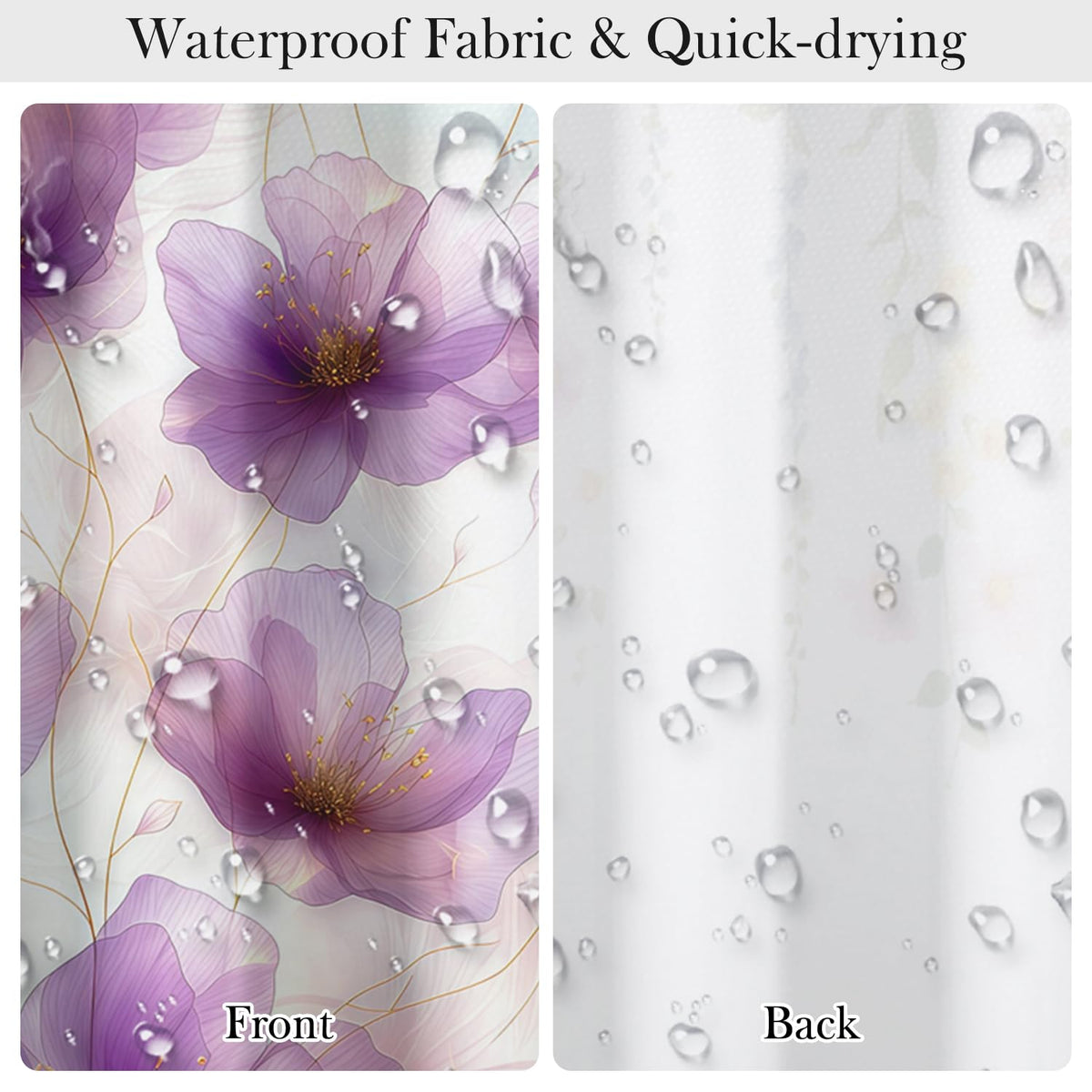 Purple Floral Shower Curtain with Hooks (Purple Flower / 72"W x 72"L (Pack of 1))