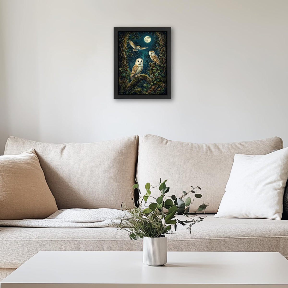 Barn Owl Decor Wall Art (Wall Art Framed 41 / 16"L x 12"W)