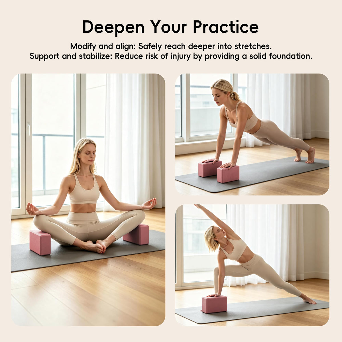 High Density EVA Yoga Blocks 2 Pack (pink)