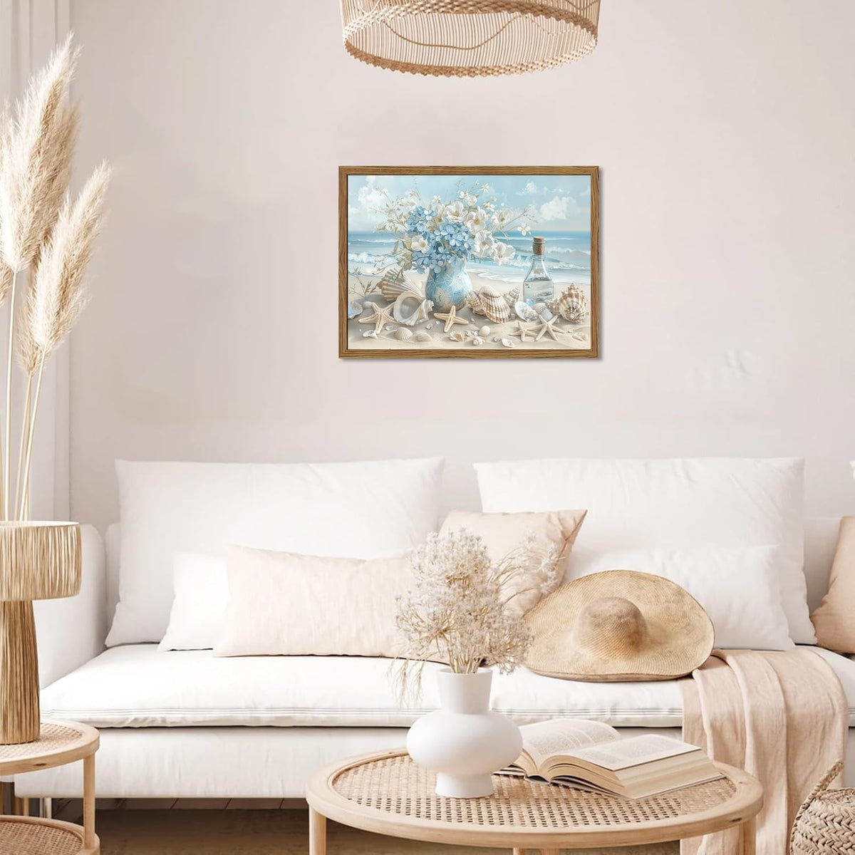 Framed Beach Canvas Wall Art (Blue Beach / 16"L x 12"W)