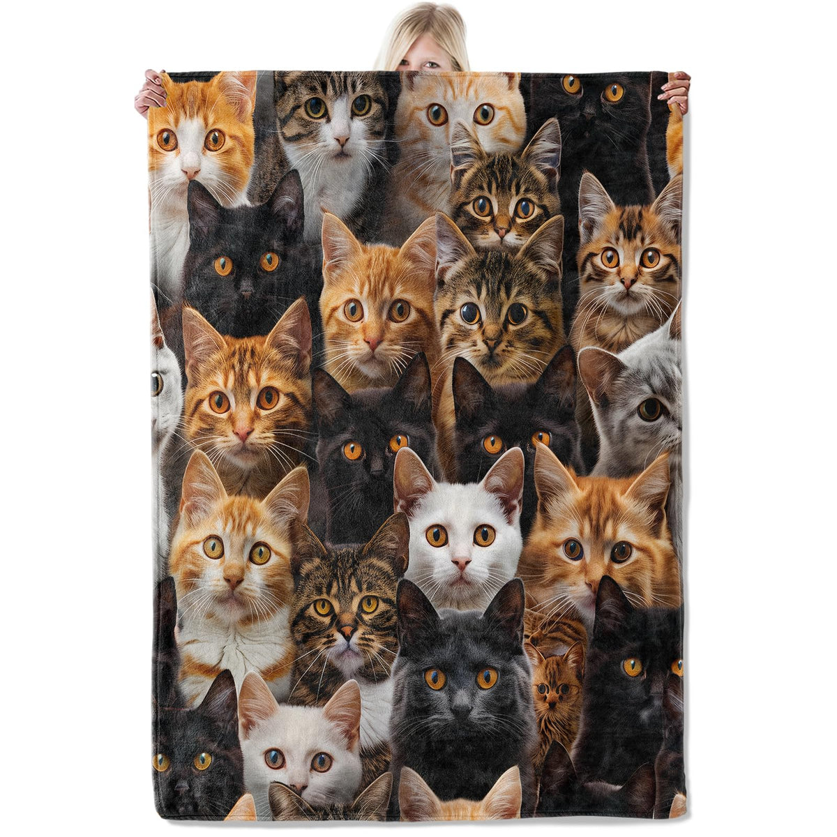 Cat Faces Flannel Blanket 40x50in (40x50 Inch / Cat)
