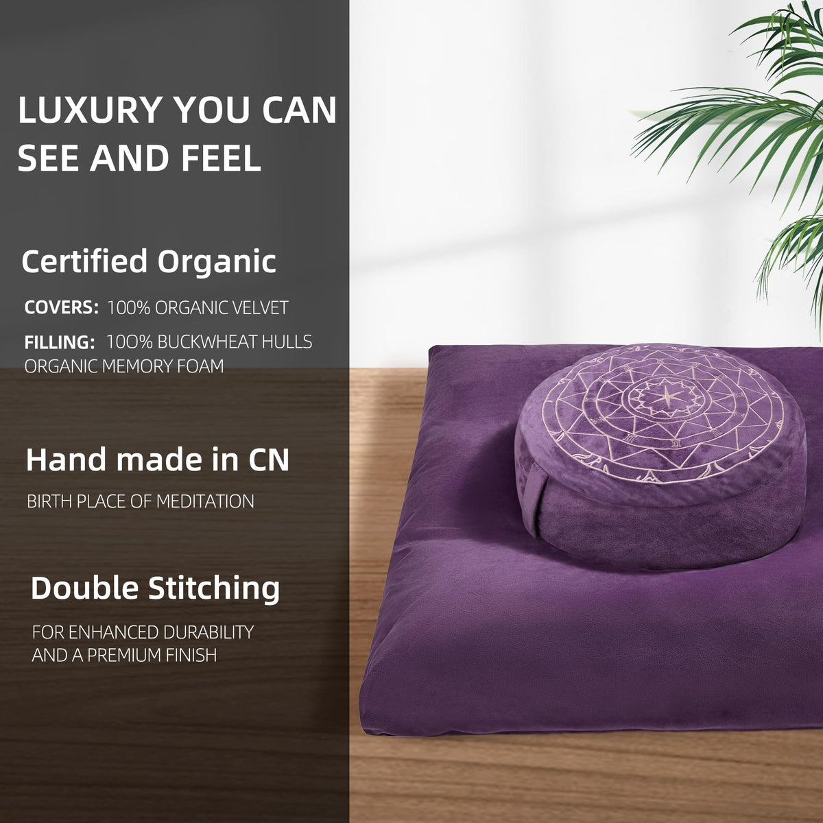 Zafu & Zabuton Meditation Cushion Set (Purple)
