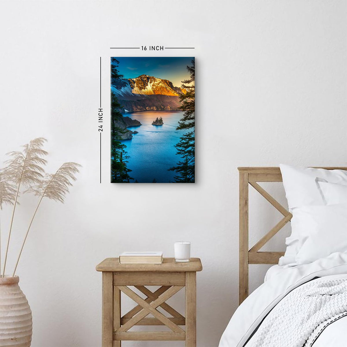 Forest Wall Art Mountain Pictures Wall Decor Sunrise Crater Lake National Park Posters Oregon Landscape Pictures Nature Phantom Ship Island Artwork for Bathroom Bedroom Home Decoration 16x24" (24"L x 16"W / Crater Lake)
