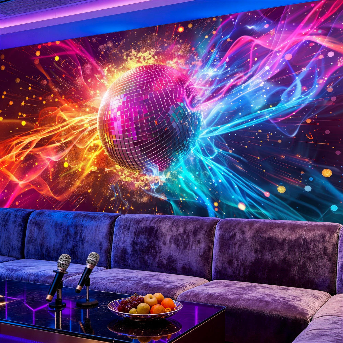 Peel and Stick Wall Mural Wallpaper Night Club 157"×108" Decor K02 (K02 / 157" x 108")