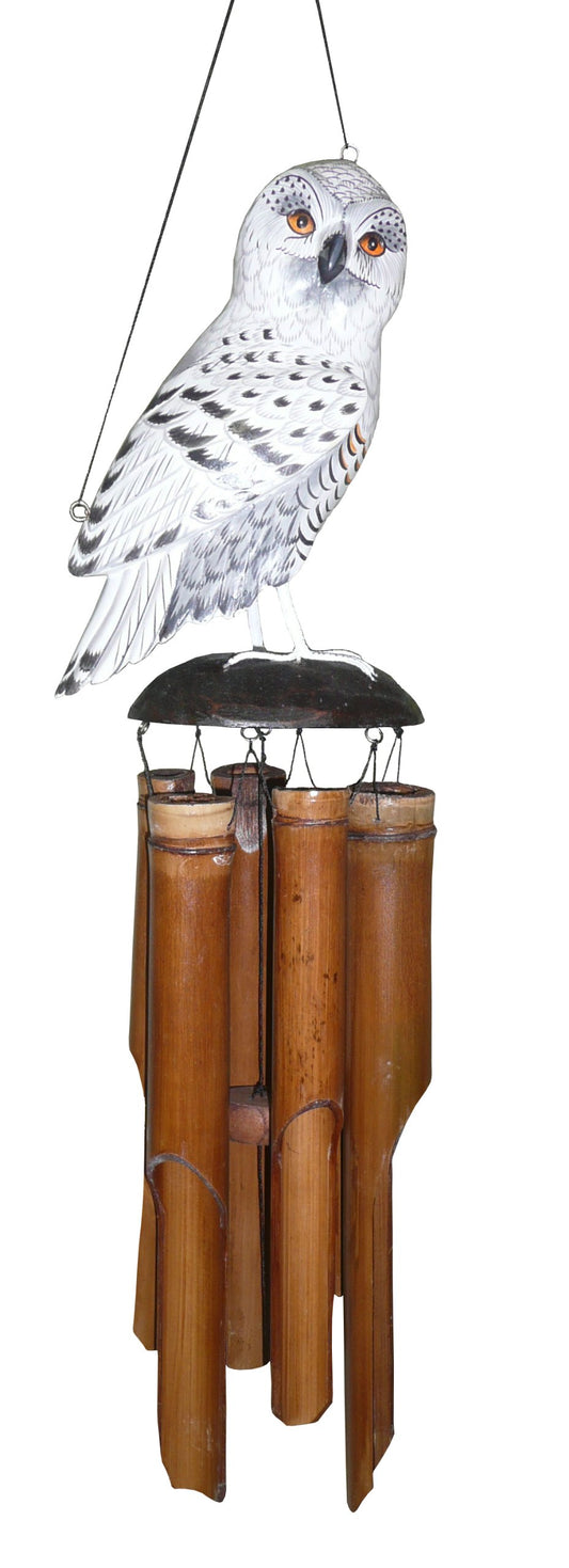 Gifts Bamboo Wind Chime (Hand Painted White & Grey)