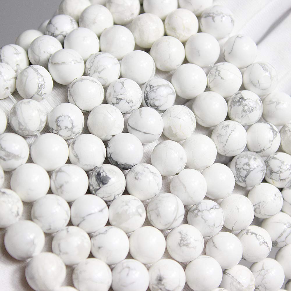 Natural Stone Beads White Howlite Round Loose Beads for Necklace Bracelat Jewelry Making (White Howlite / 4mm)
