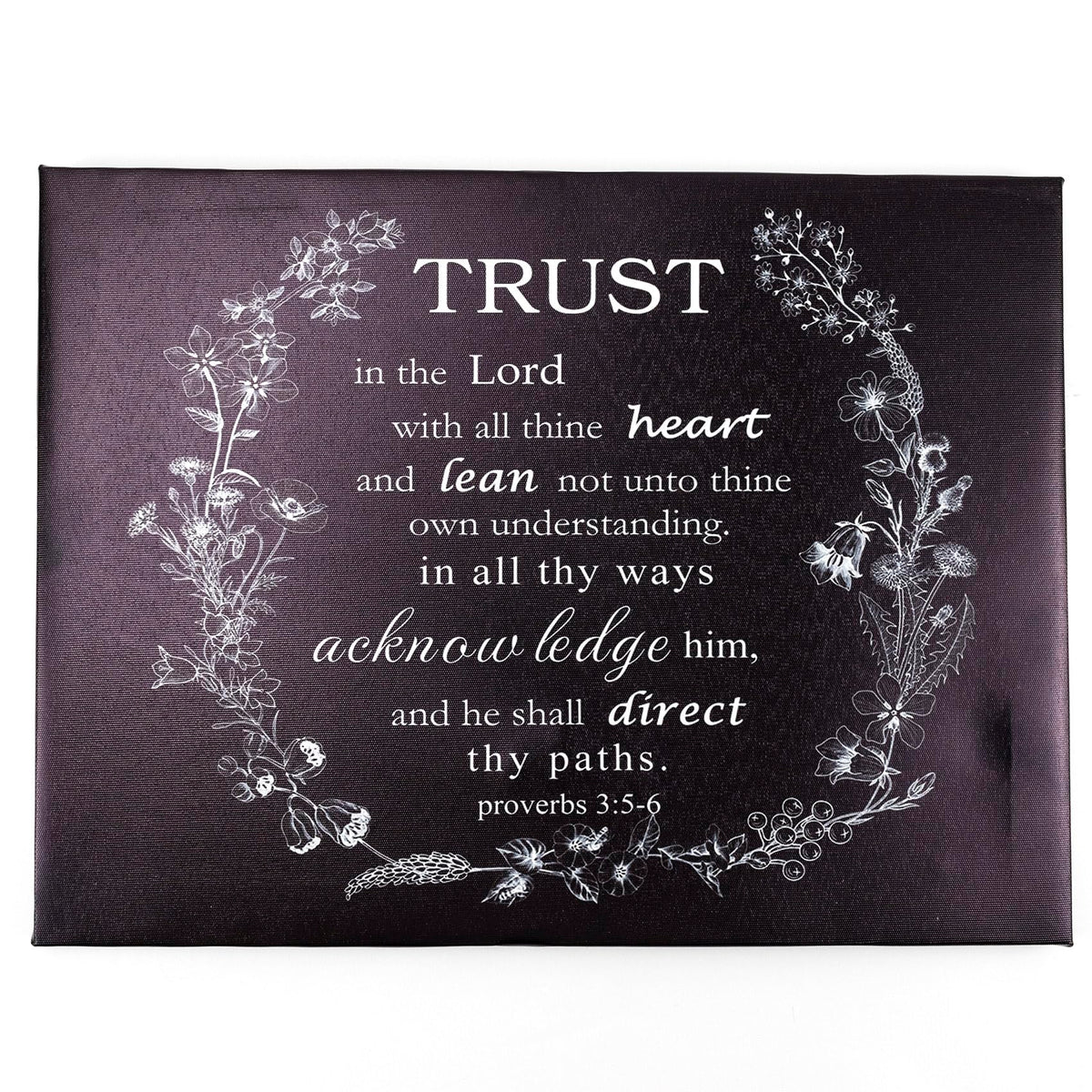 Bible Verse Wall Art Black and White Canvas Wall Art (12"L x 16"W / Black)