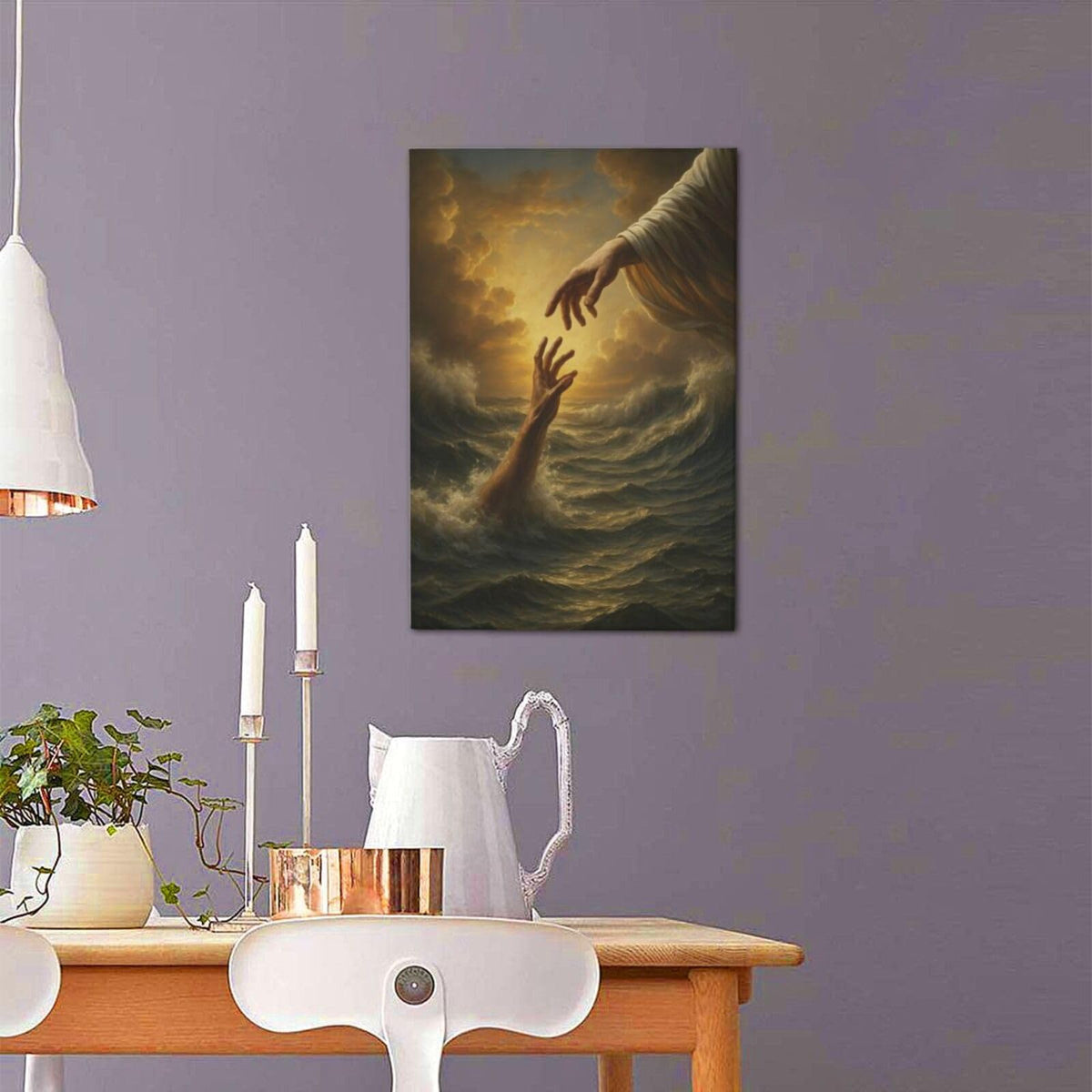 Jesus Wall Art Christian The Hand of God Wall Decor Religious Bible Canvas Paintings Pictures Christ Prints Artwork Framed Decorations For Church Prayer Room Bedroom Living Room Gifts 16" x 24" (Jesus / 24"L x 16"W)