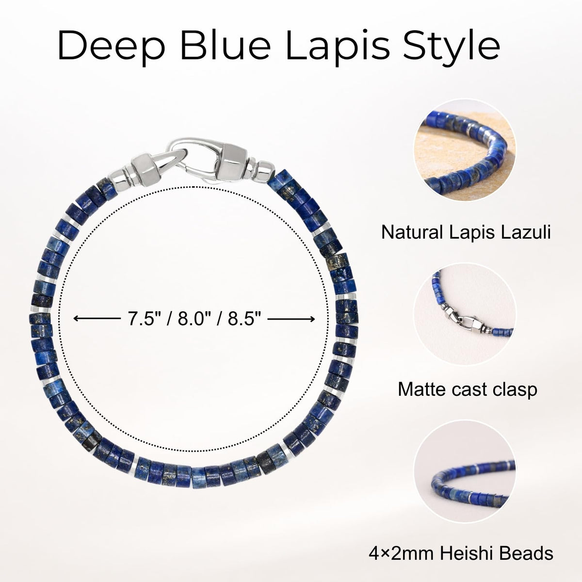 Men's Beaded Bracelet (Lapis Lazuli / 8.5")