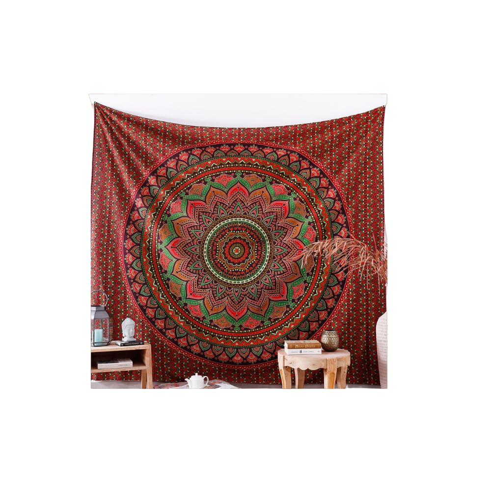 Wall Hanging Tapestry For Bedroom Hippie Ombre Mandala Bohemian Hippy Intricate Indian Tapestries Bedspread Brown (88"L x 81"W / Brown)