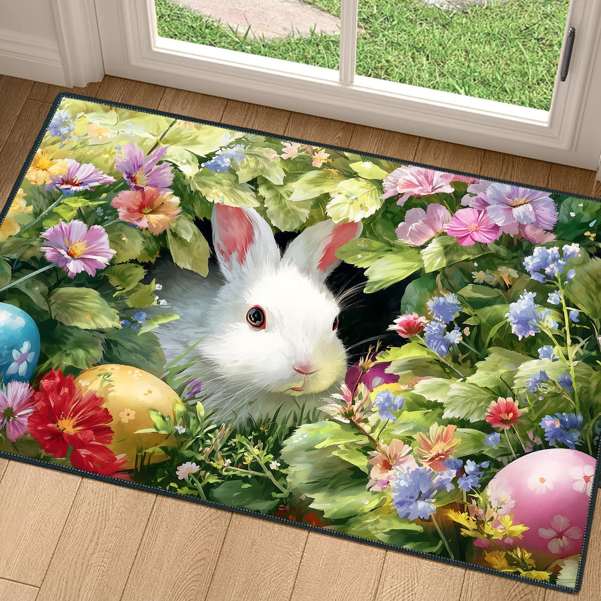 2x3FT Area Rug Bunny Garden Scene Indoor Entryway Rug (#12 / 2' x 3' (Rectangular))
