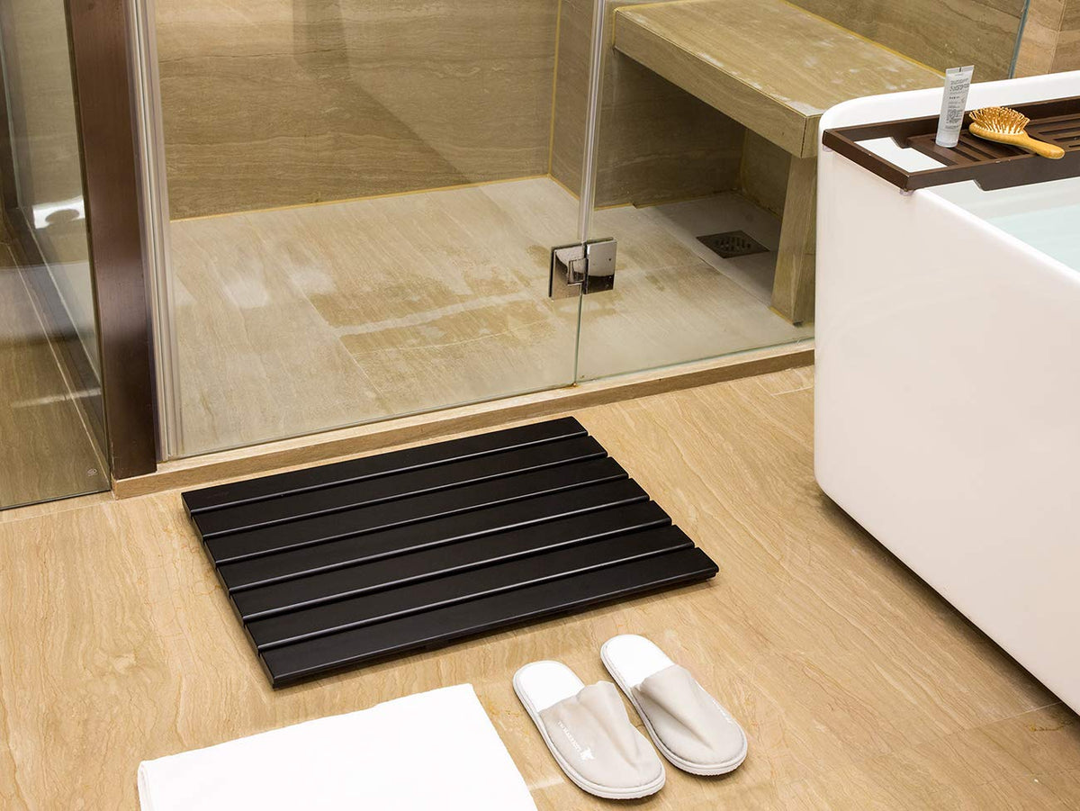 Bamboo Bath Mat (Black / 31.5" x 18.4" (Rectangular))