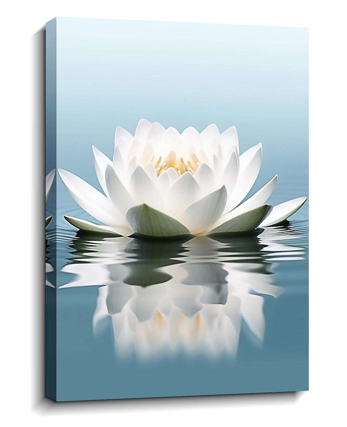 Large Lotus Canvas Art Zen Wall Decor Framed Flower Bloom on Water Pictures Meditation Spiritual Artwork for Living Room Bedroom Yoga Room Ready to Hang (36"L x 24"W / M - Blue)