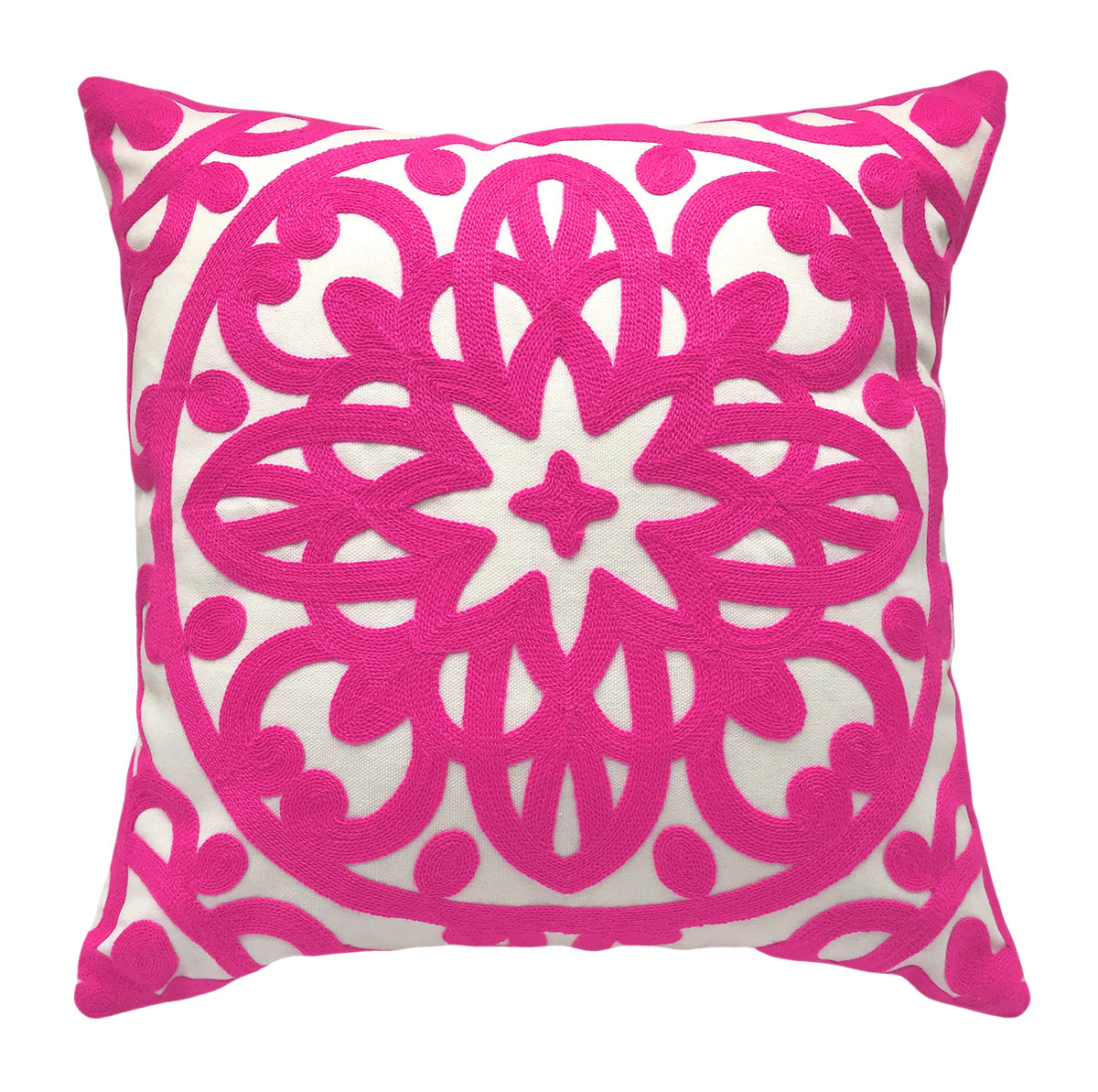 Embroidered Decorative Throw Pillow Cover 18"x18" 1pc (Vivid Hot Pink / 18" x 18" (Pack of 1))
