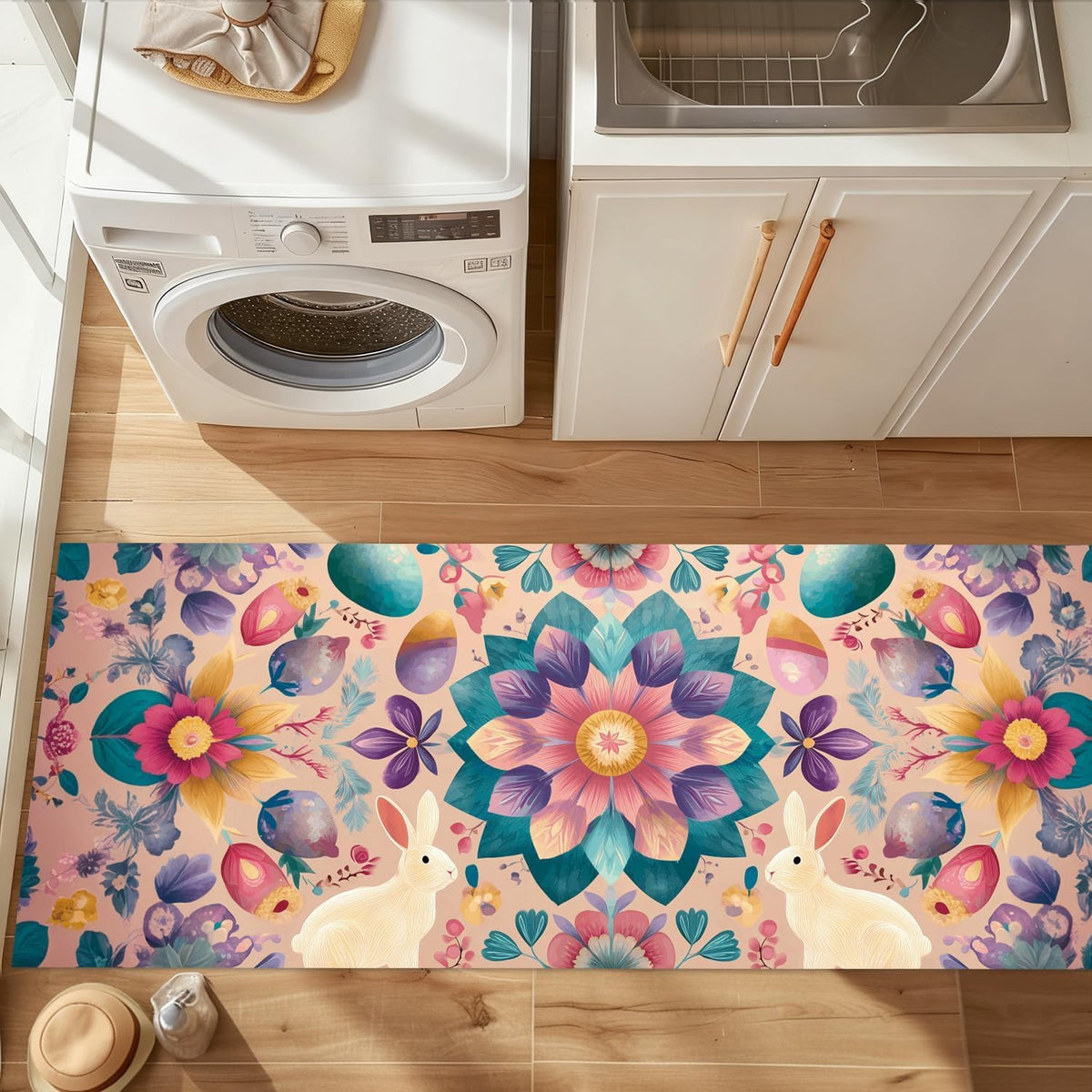 Easter Bunny Laundry Room Runner Rug 20x47 Inch (#67)