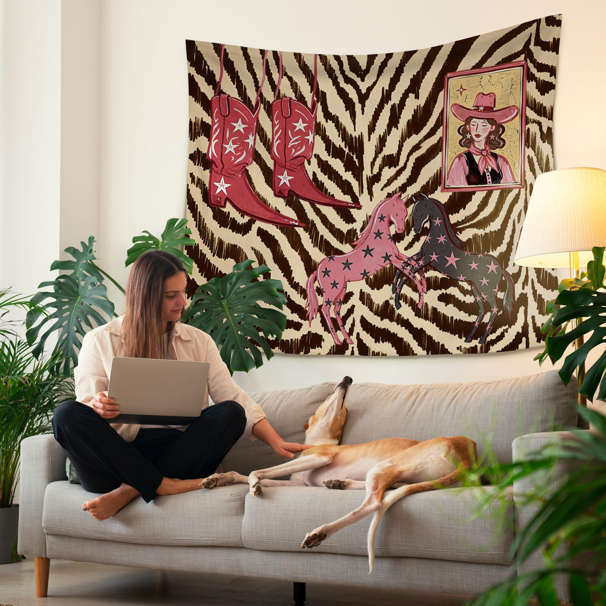Western Cowgirl Tapestry Wall Decor 50x60 Inch (Colour-08)