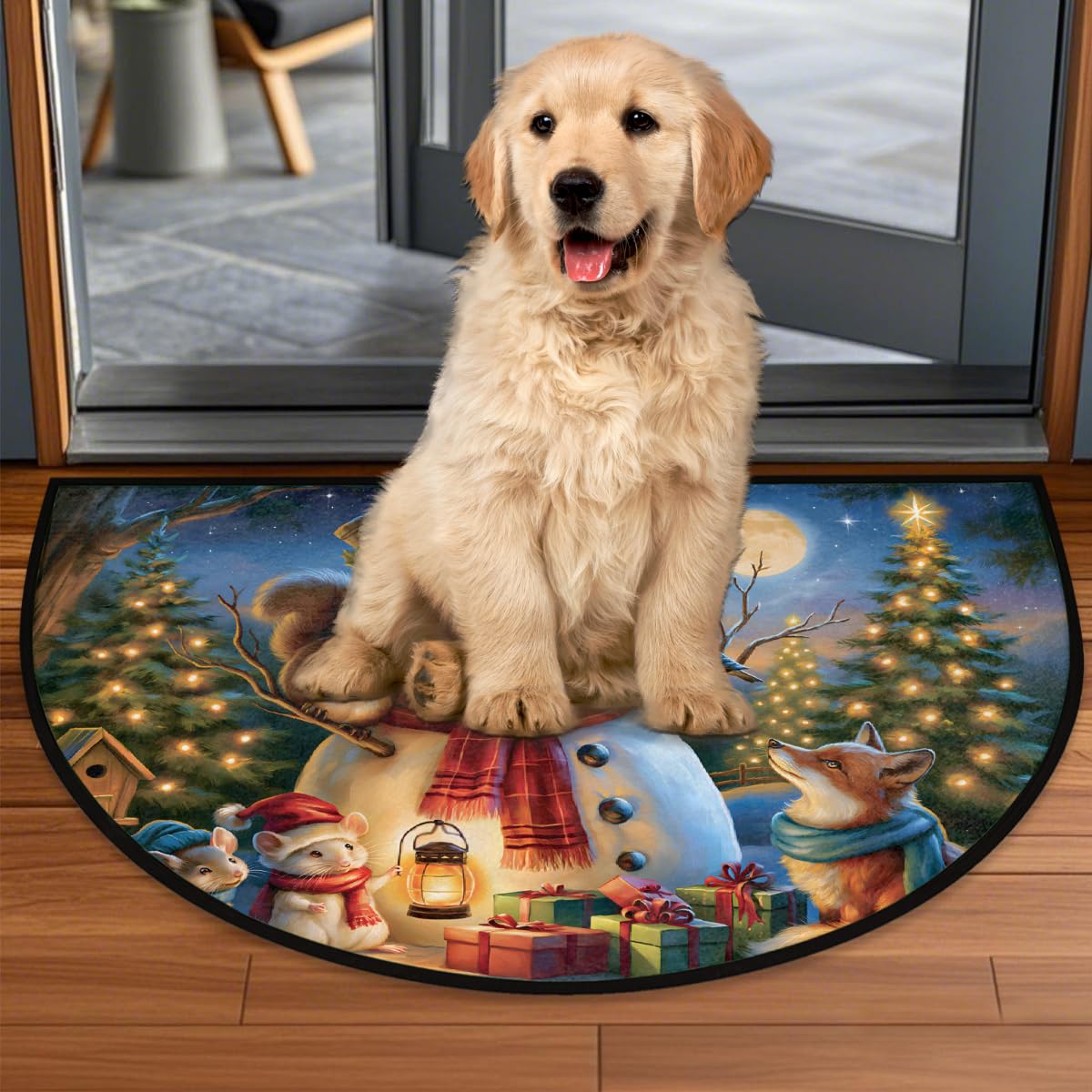Christmas Half Round Door Mat Outdoor Welcome Entrance Doormat A10 (B-20 Christmas)
