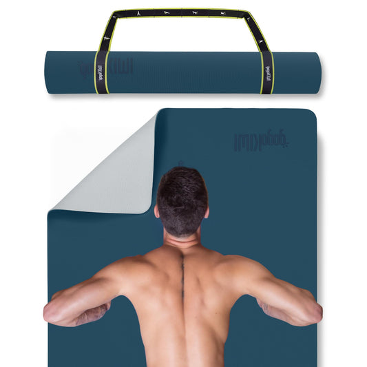 Extra Wide Yoga Mat for Men Women (Midnight Blue / Standard (1/4 Inch Thick))