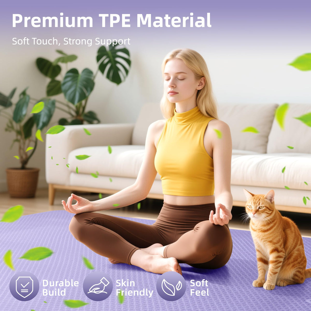 Extra Large Yoga Mat (72x48x1/4inch / Purple)