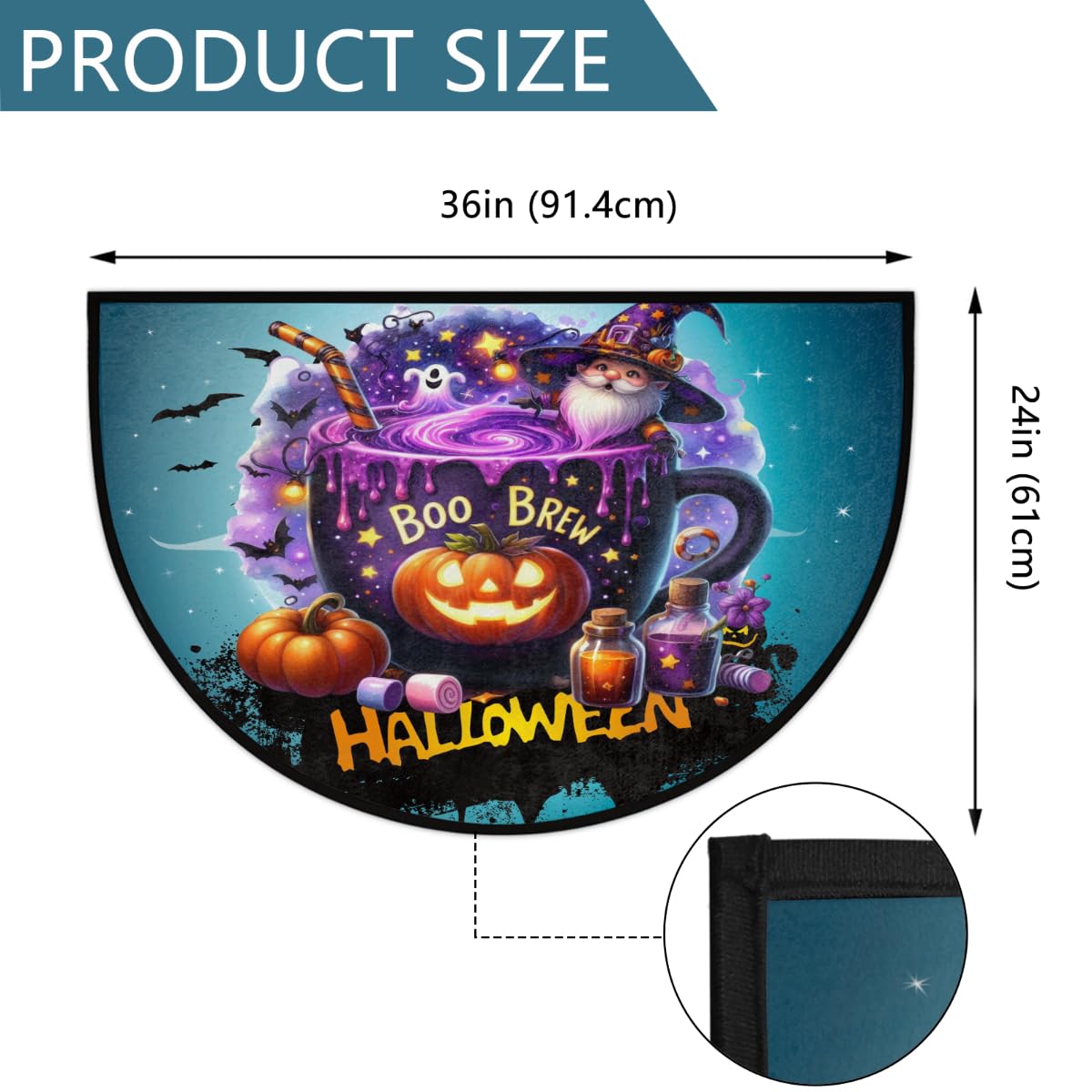 Half Round Door Mat Halloween Potion Goblin Pumpkin Non (F 07)