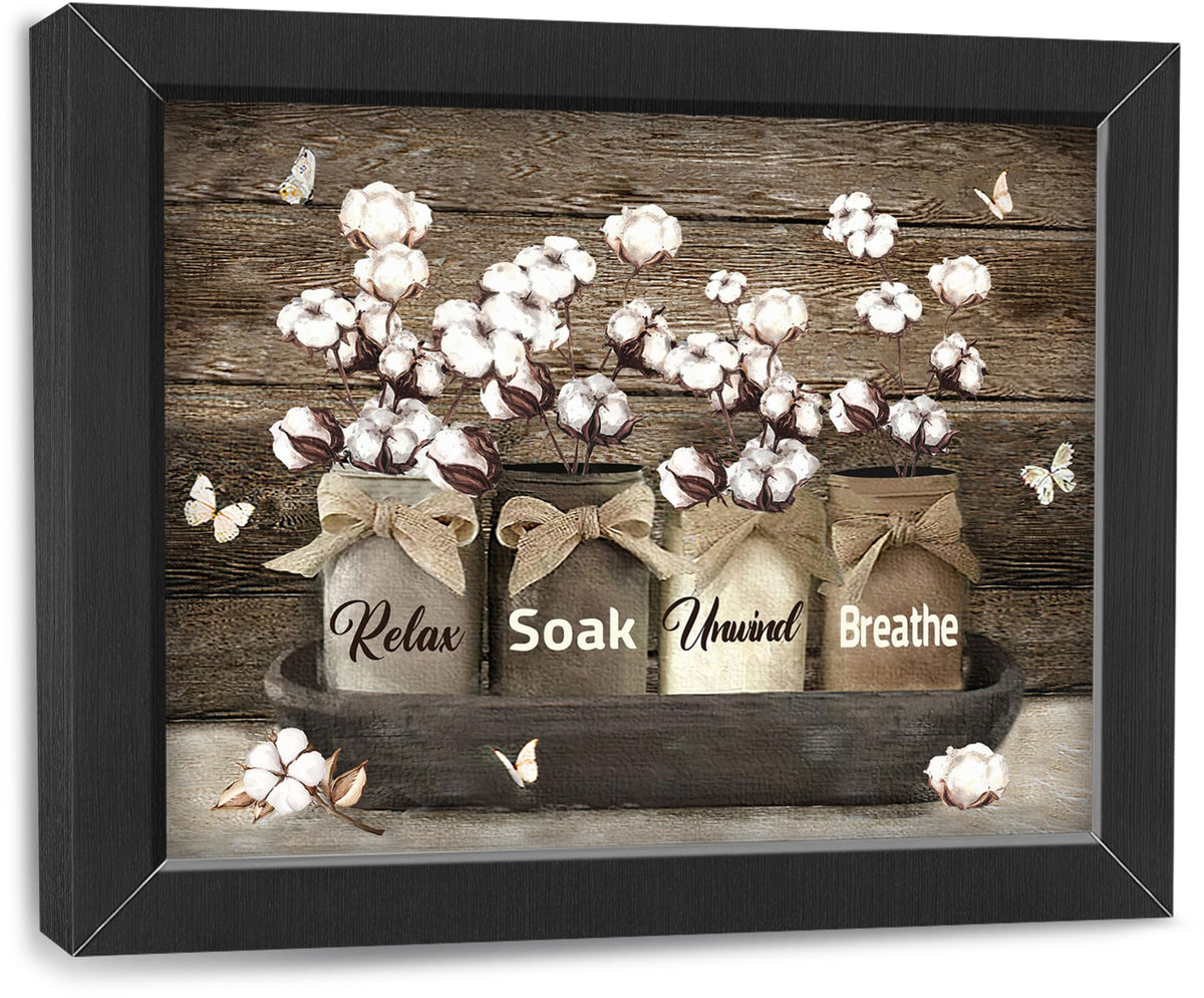 Farmhouse Bathroom Decor Wall Art (Framed Bathroom Art 930 / 16"L x 12"W)