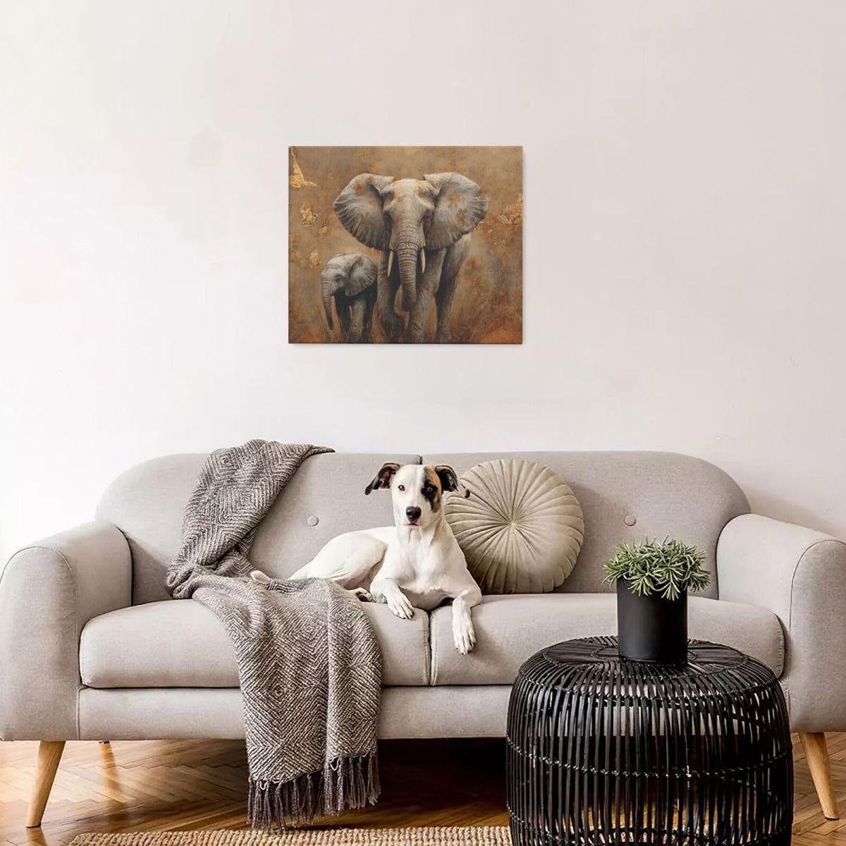Elephant Wall Art African Animal Pictures Elephant Family Canvas Painting Decoration Artwork Framed Wall Decor Gifts for Women Girl Living Room Kids Bedroom 20"x24" (elephant / 24L"×20W")