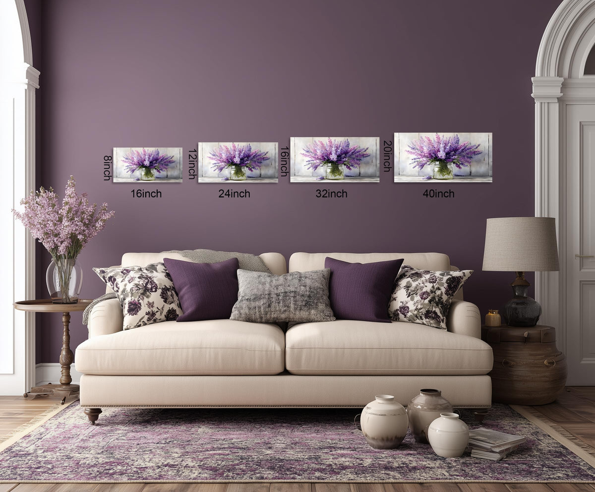1 Panel Purple Pictures Wall Decor Purple Artwork Lavender Wall Art Country Floral Canvas Prints Botanical Art Watercolor Flower Bathroom Bedroom Decor Painting Ready to Hang 16x32 Inches (32"L x 16"W / Purple Flower 13)