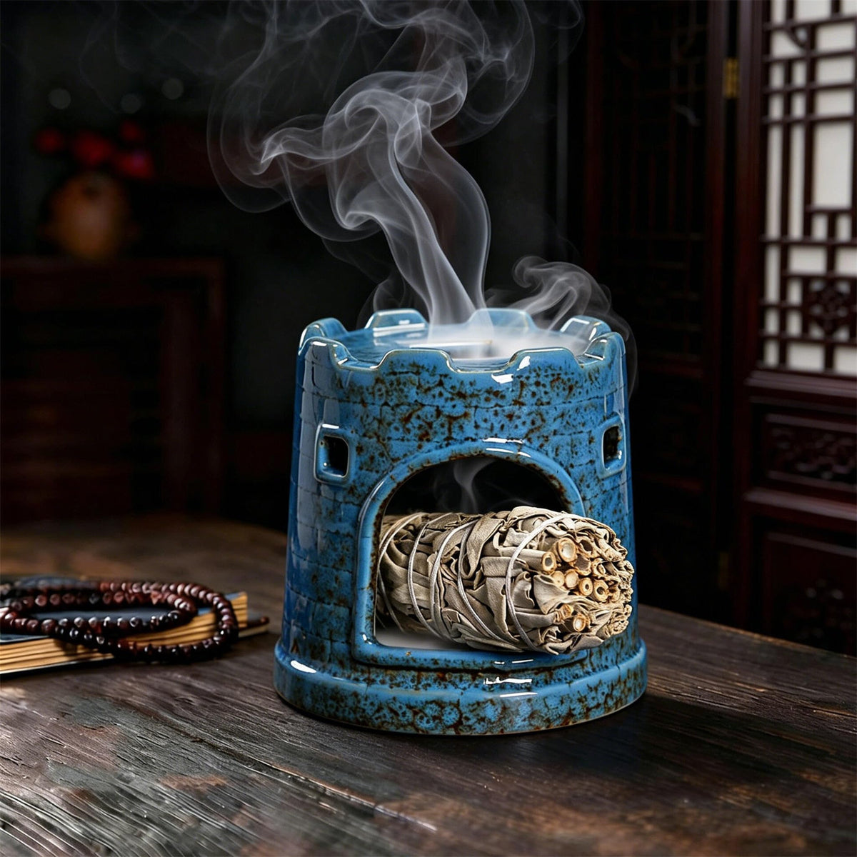 Ceramic Mini Chiminea Palo Santo Burner (D)