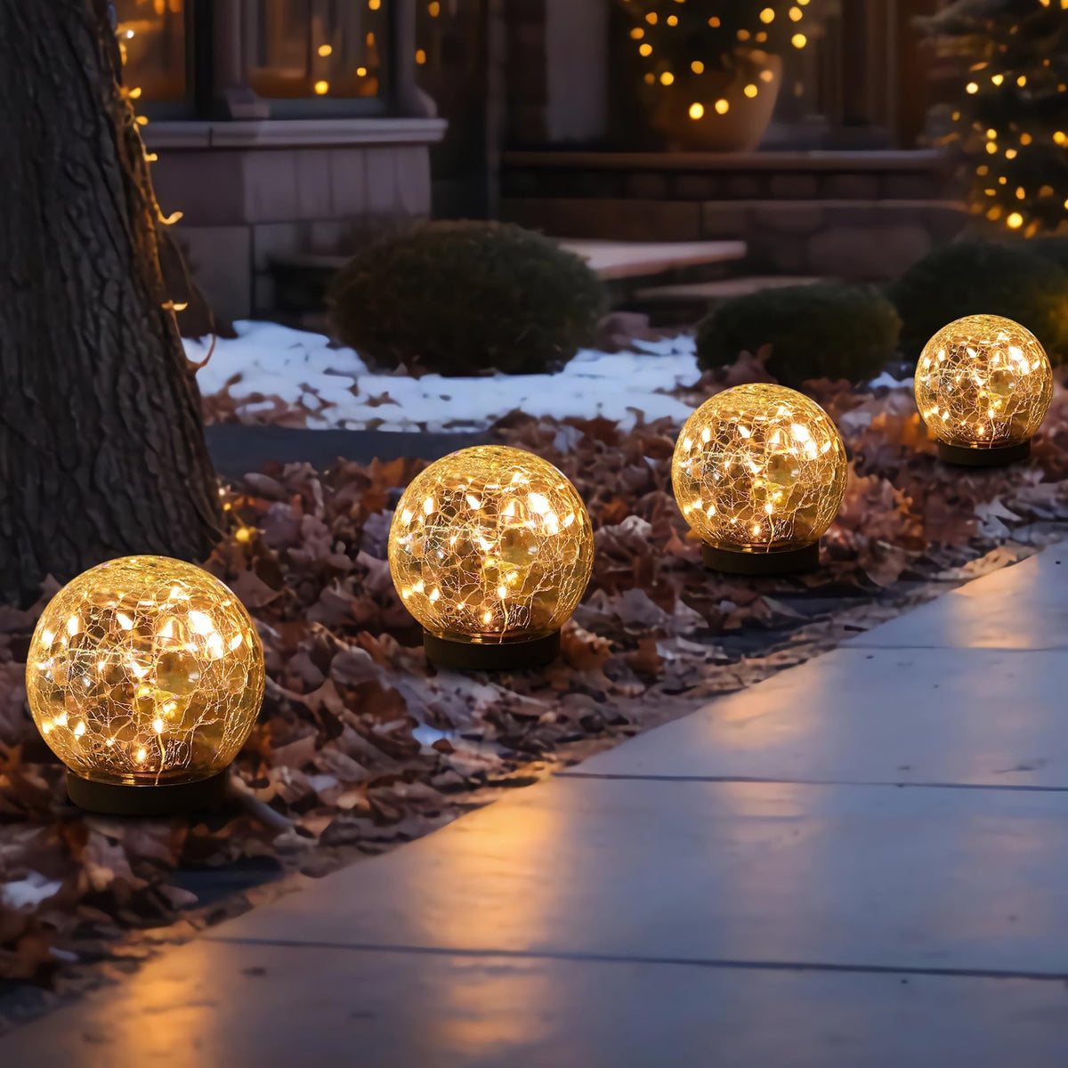 Solar Globe Lights Outdoor Waterproof (Warm White / 4 globes)