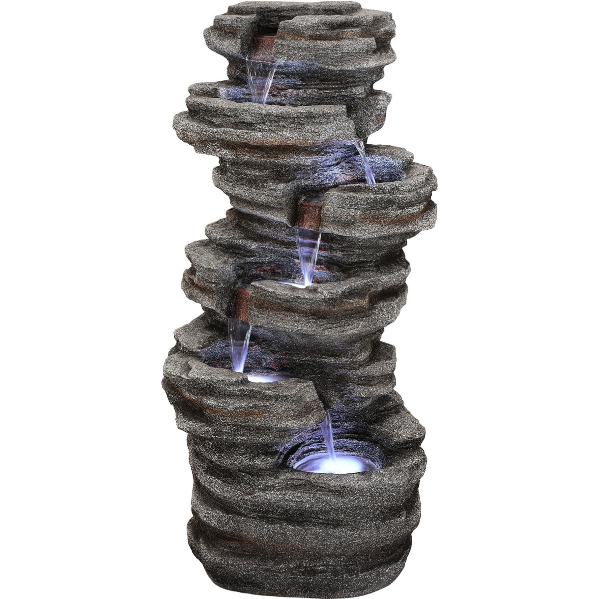 Extra Large Rock Outdoor Water Fountain with Pump & Light Separate Control (40"grayish Brown)