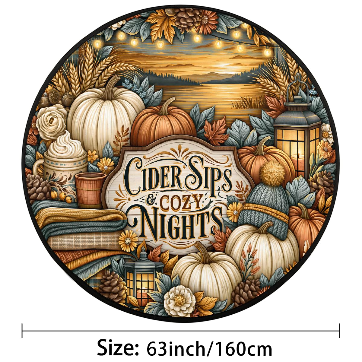 5 Ft Pumpkin Round Rug Circle Area Rugs Circular Door Mat for Indoor (B:b-10 / 5'3" (Round))