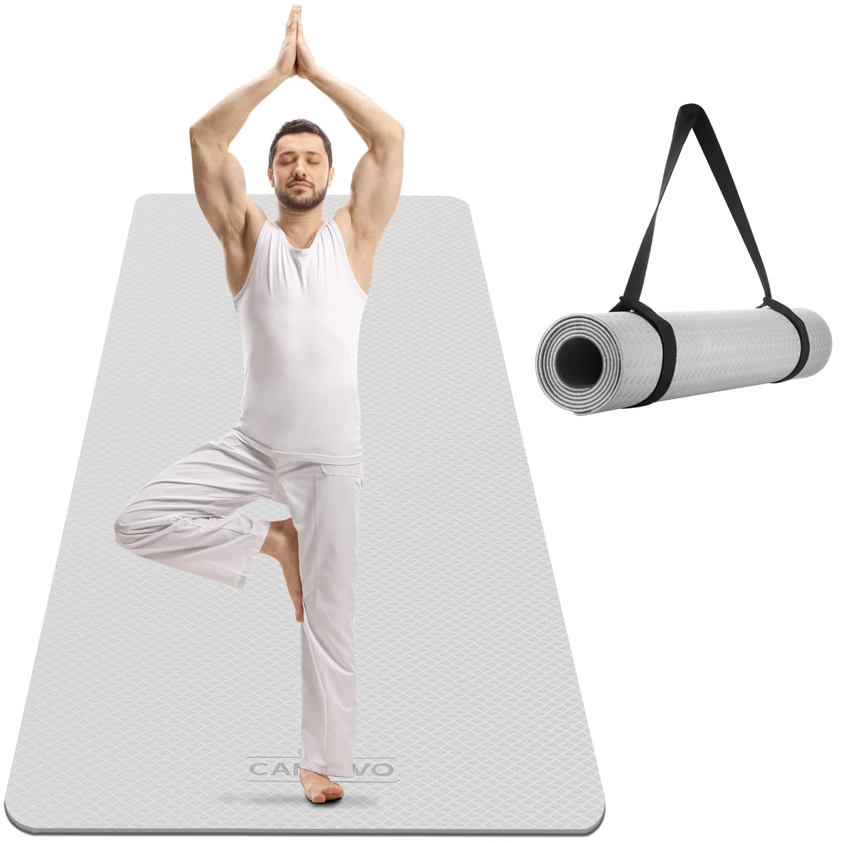 Extra Wide Yoga Mat for Women and Men (72" x 32" x 6mm / Gray)