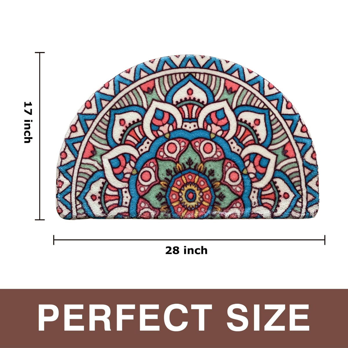 Mandala Semi Circle Doormat Bathroom Non (Blue)
