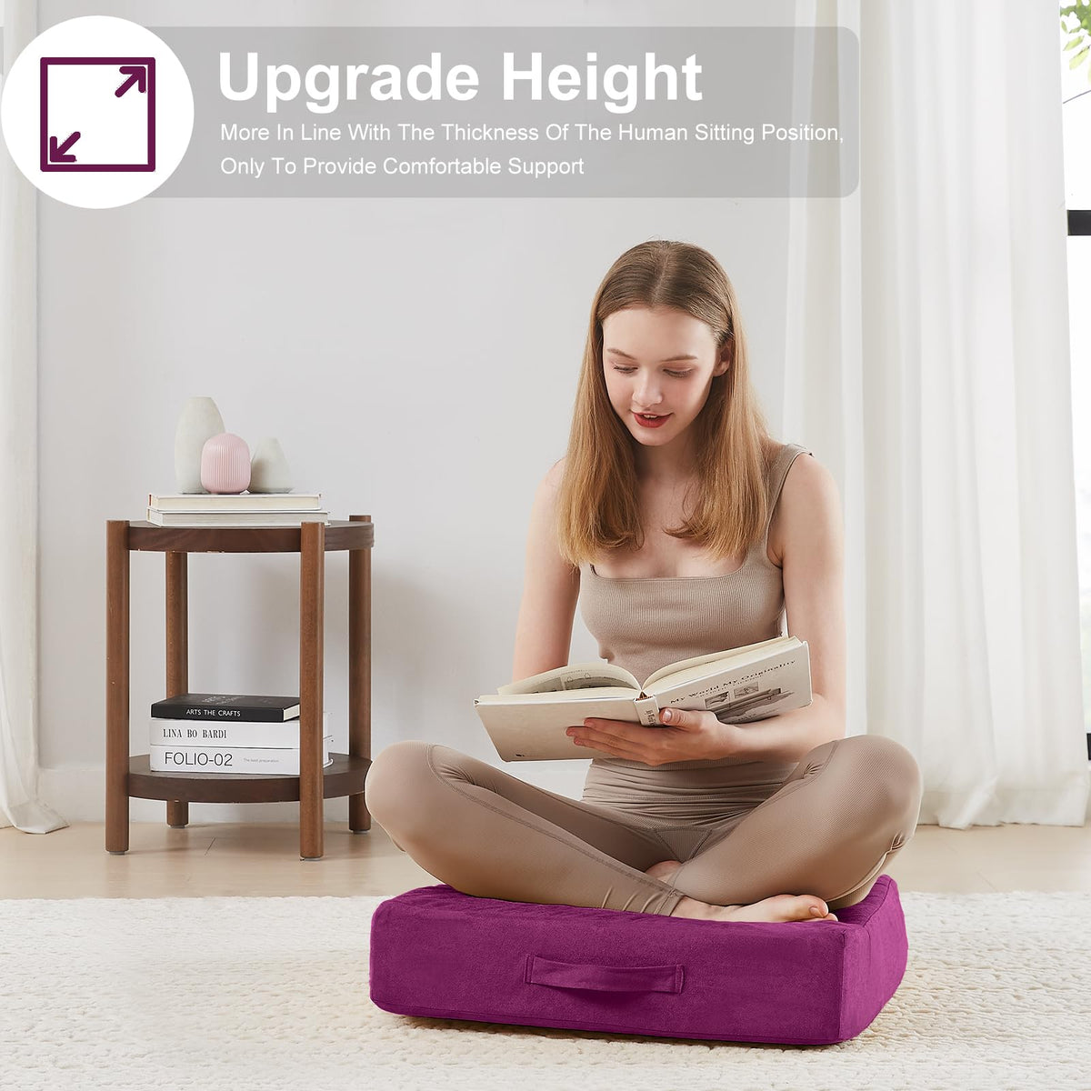 2 Pcs High Density Foam Floor Pillow (Purple / 2 Counts)