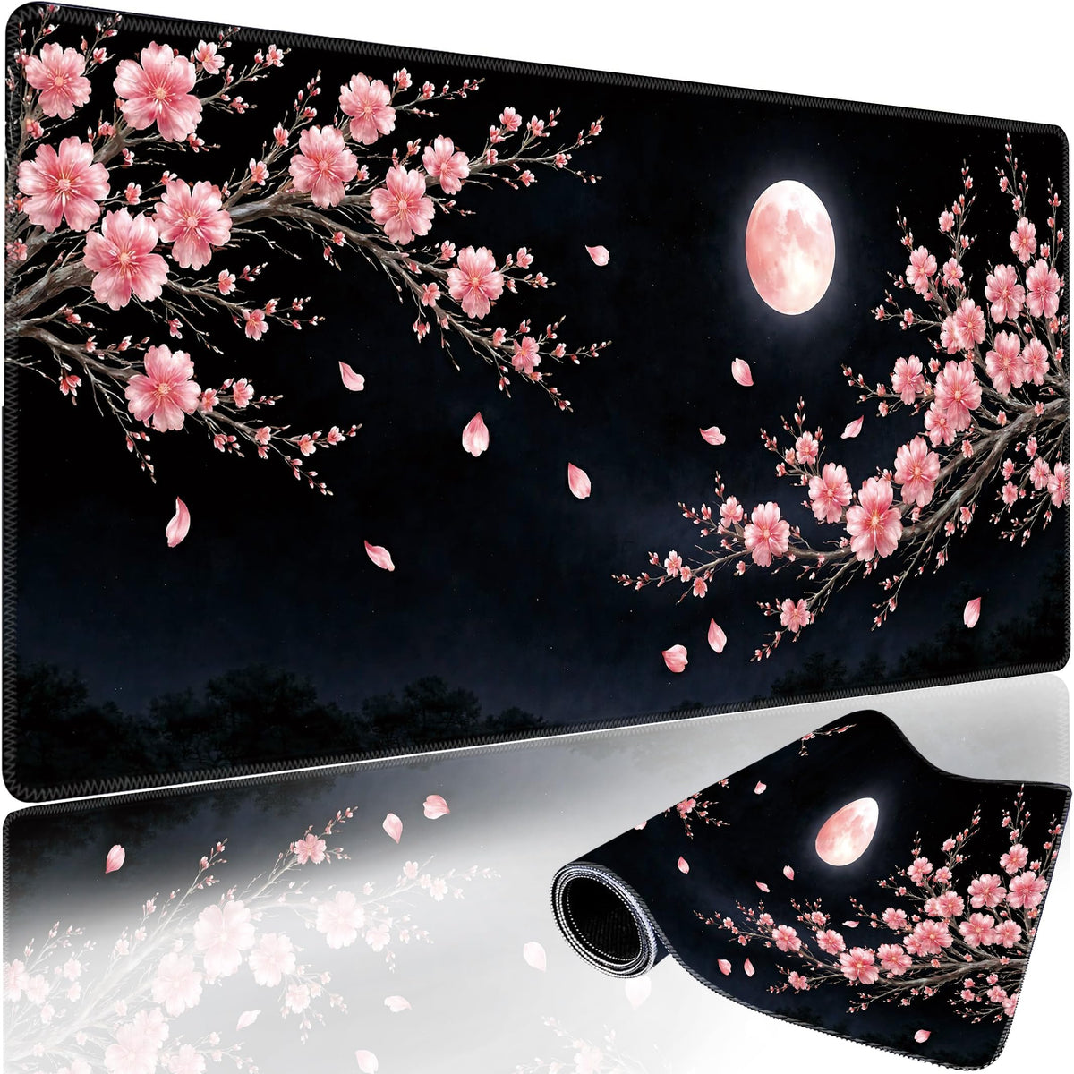 Cherry Blossom Extended Gaming Mouse Pad (Pink Moon Cherry Blossom / 35.4L x 15.7W inches)