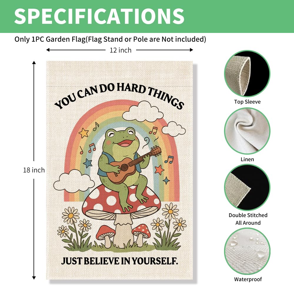 Positive Frog Garden Flag 12x18 Inspirational Feminist Gifts (Beige96)