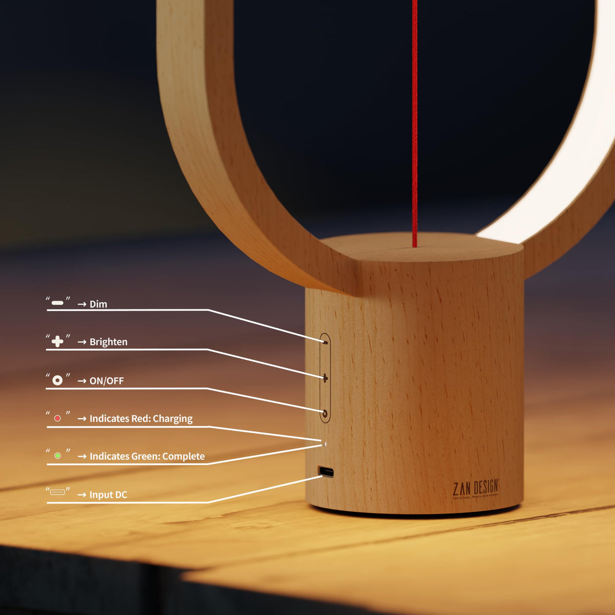Table Lamp for Bedroom (Dark Wood -15.7")