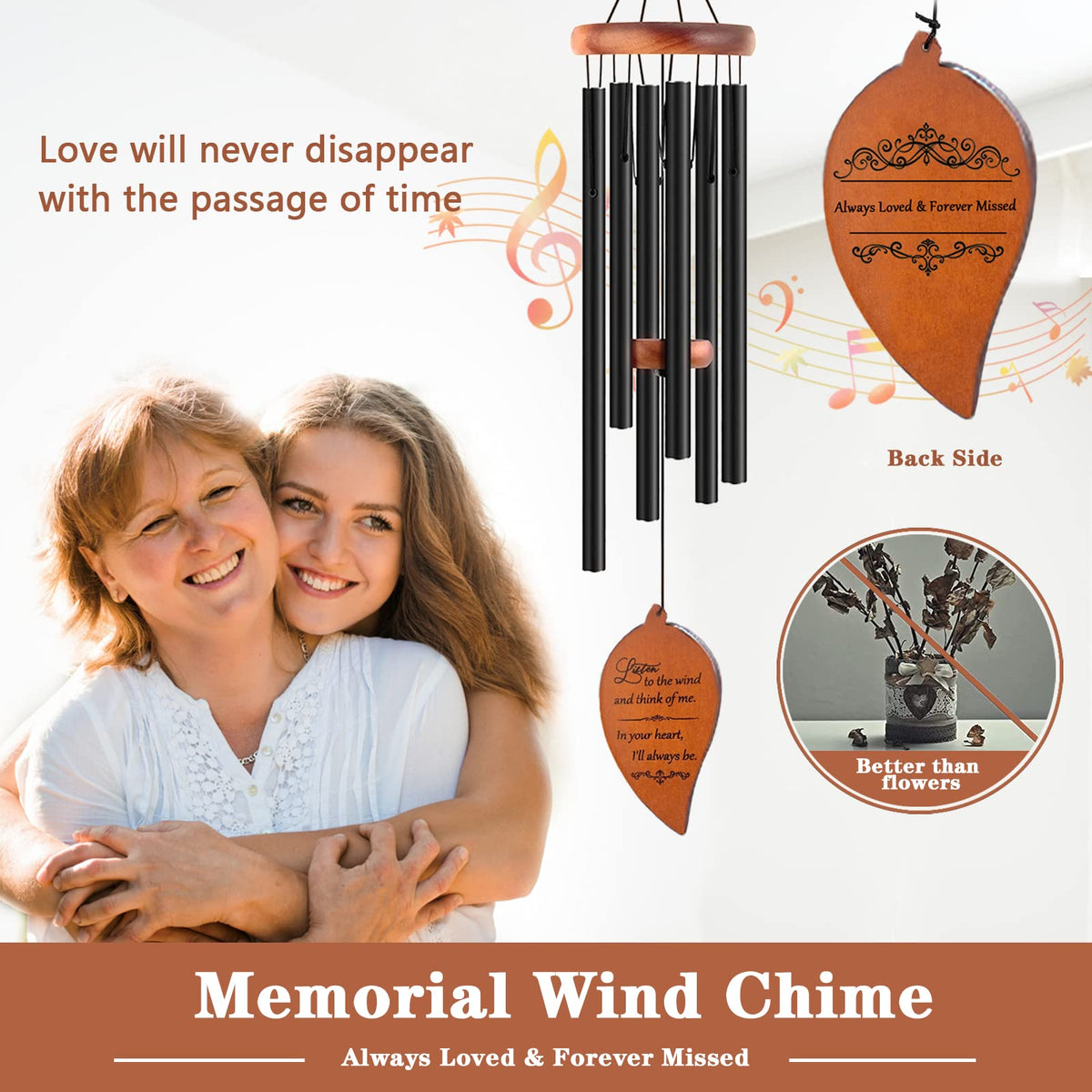 Memorial Wind Chimes for Loss of Loved One Dad Mom
